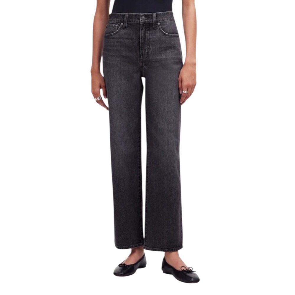 MADEWELL The Perfect Vintage Wide Leg Crop Jeans Size 25 Washed Black High Rise